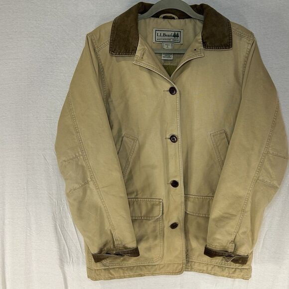 L.L. Bean Jackets & Blazers - Vintage LL Bean Canvas Chore Barn Jacket Coat Womens Small Quilt Lined Corduroy